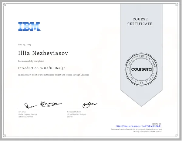IBM - «Introduction to UX/UI Design» (über Coursera)