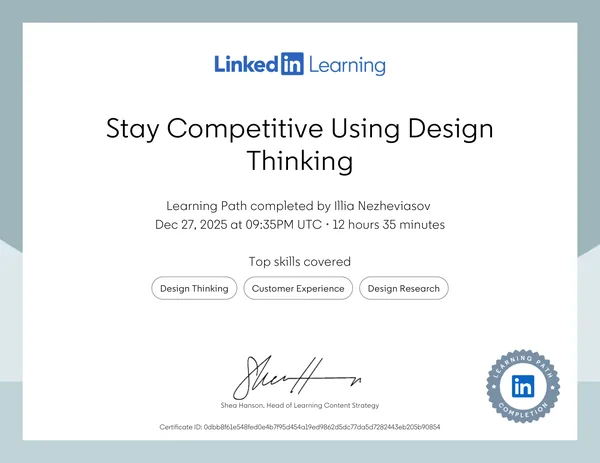 LinkedIn Learning - «Stay Competitive Using Design Thinking»